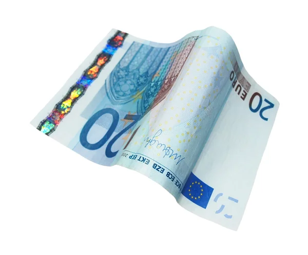 Bankbiljet van 20 twintig euro geïsoleerd op witte achtergrond — Stockfoto
