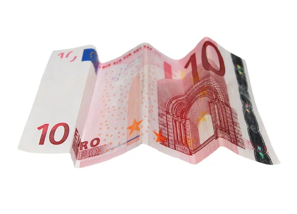 10 eurobankovky izolovaných na bílém pozadí — Stock fotografie