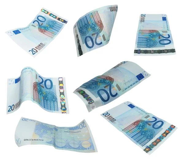 Set 20 twintig Euro biljet geïsoleerd op witte achtergrond — Stockfoto