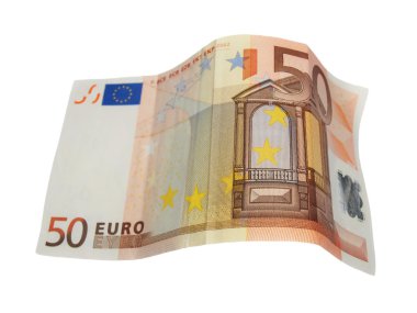 50 euro banknot üzerinde beyaz izole