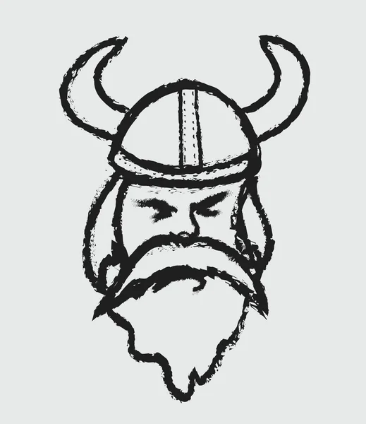 Doodle vikingo guerrero cabeza mascota icono —  Fotos de Stock
