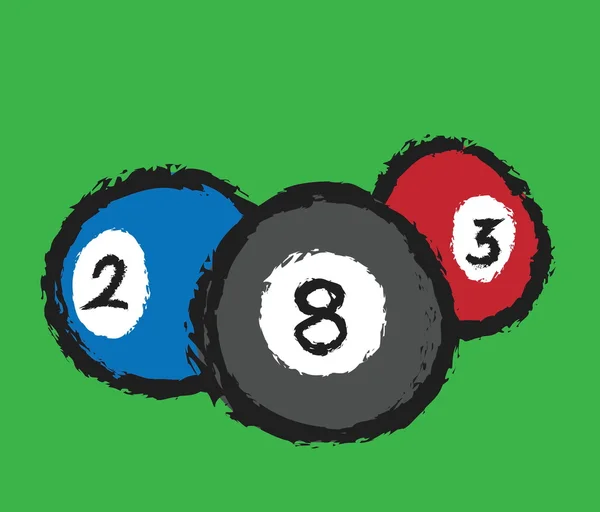 Doodle billiard balls,  number 2, 8, 3 — Stock Photo, Image