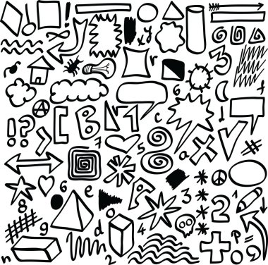 Elle çizilmiş şekiller, daire, kare, üçgen, numaralarını ayarla