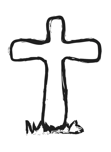 Doodle tumba cruz de madera —  Fotos de Stock
