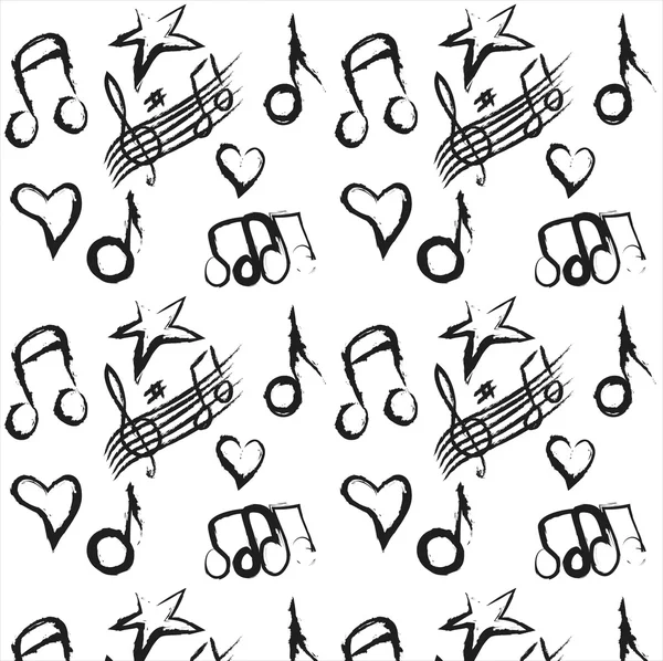 Padrão notas musicais grunge fundo colorido, ilustração — Fotografia de Stock