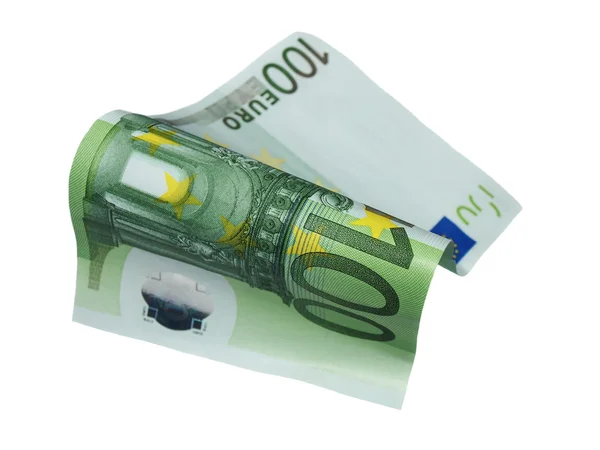 Flying one banknote 100 euro isolated on white — Stock Photo, Image