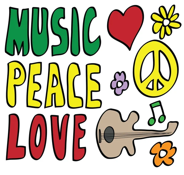 평화, 사랑과 음악 낙서 — 스톡 사진