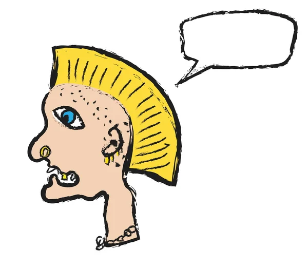 Cartoon punk with speech bubble — Stock Photo, Image