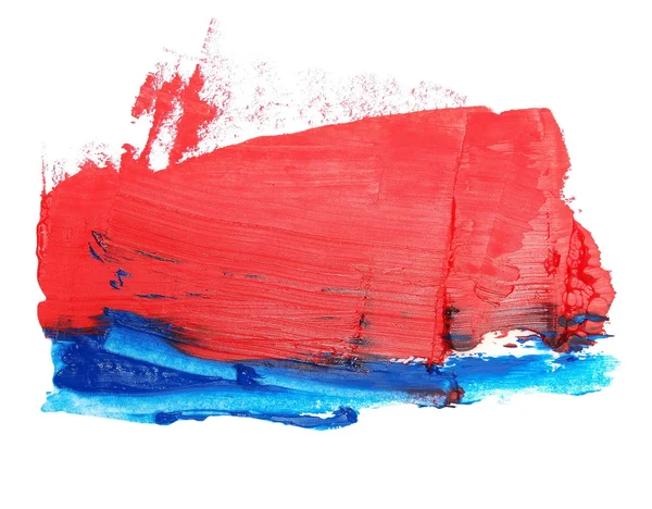 Foto rot blau Grunge Pinselstriche Ölfarbe isoliert auf weißem Hintergrund — Stockfoto