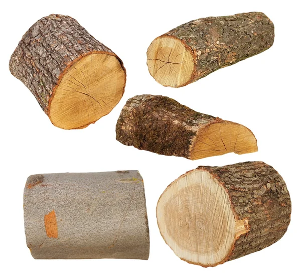 Set log fire wood isolated on white background with clipping path (high resolution) — Stock Photo, Image