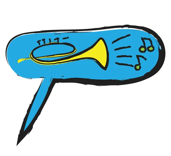 Doodle trumpet and speech bubble — Stock Photo, Image