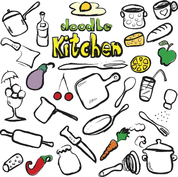 Doodle cozinha, ícones de comida, ilustração — Fotografia de Stock