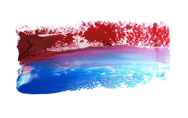 Photo red and blue grunge brush strokes oil paint isolated on white background — Stock Photo, Image