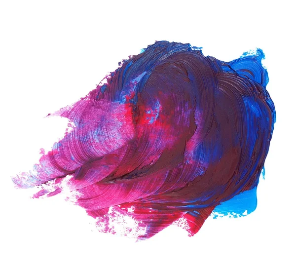 Photo tache, rouge bleu coup de pinceau grunge peinture à l'huile isolé sur fond blanc — Photo