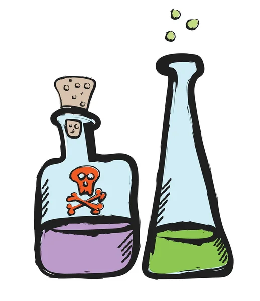 Doodle bottles of poison — Stok fotoğraf