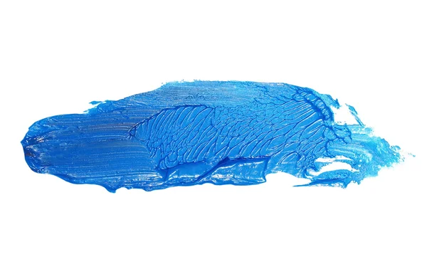 Pociągnięcia pędzlem zdjęcie niebieski nieczysty olej farby na białym tle — Zdjęcie stockowe