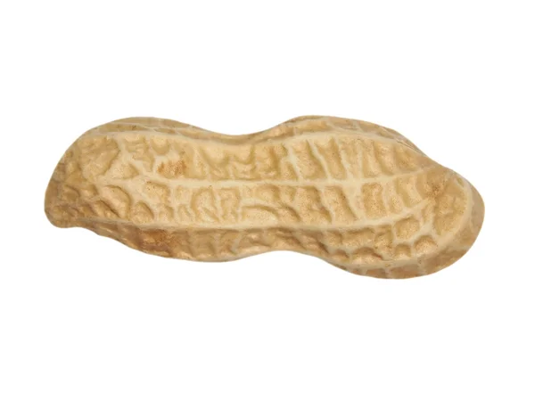 Amendoim com casca isolado no branco, macro — Fotografia de Stock