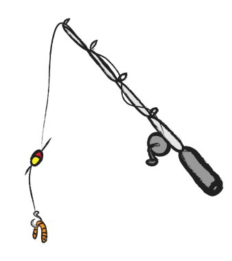 doodle fishing rods  illustration design element