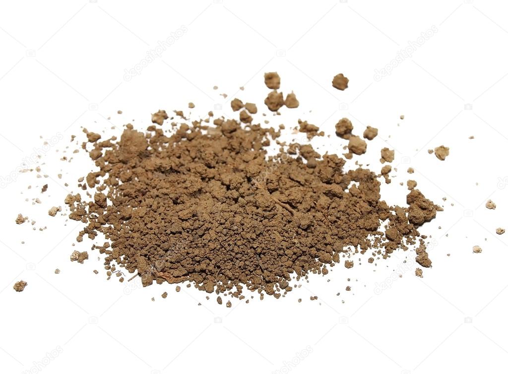 Pile of soil isolated on white background