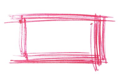 photo red pen hatched grunge square texture isolated on white background