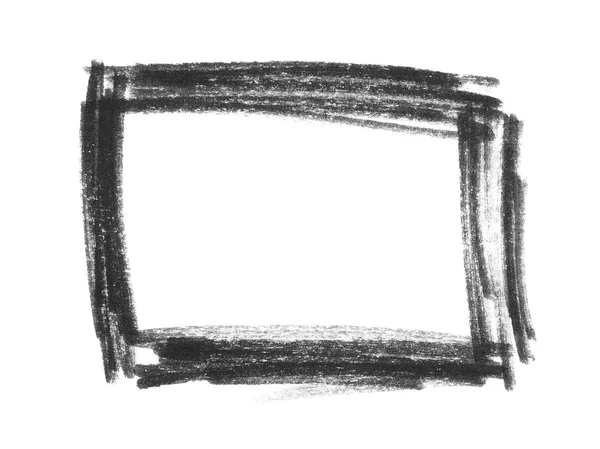 Photo black marker hatched grunge square texture isolated on white background — Stockfoto