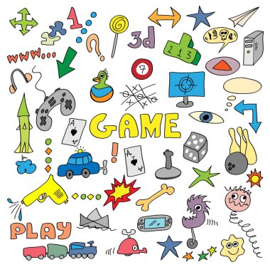 games, doodles set