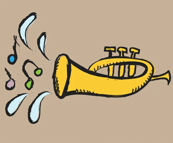 Trumpeta doodle ilustrace — Stock fotografie