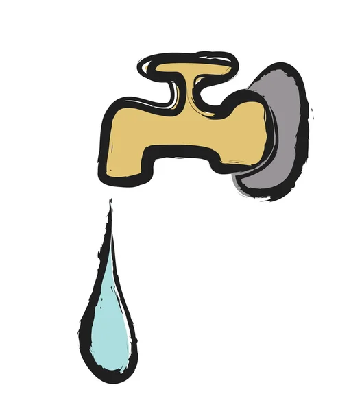 Doodle faucet dripping water — Stock Photo, Image