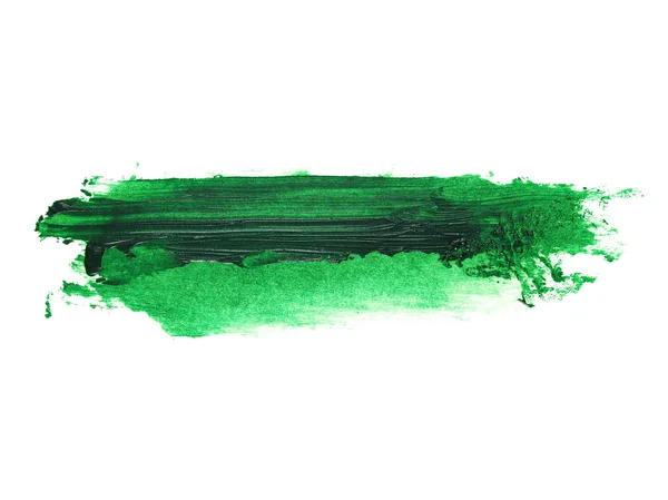 Photo green grunge brush strokes oil paint isolated on white background — Stock Photo, Image