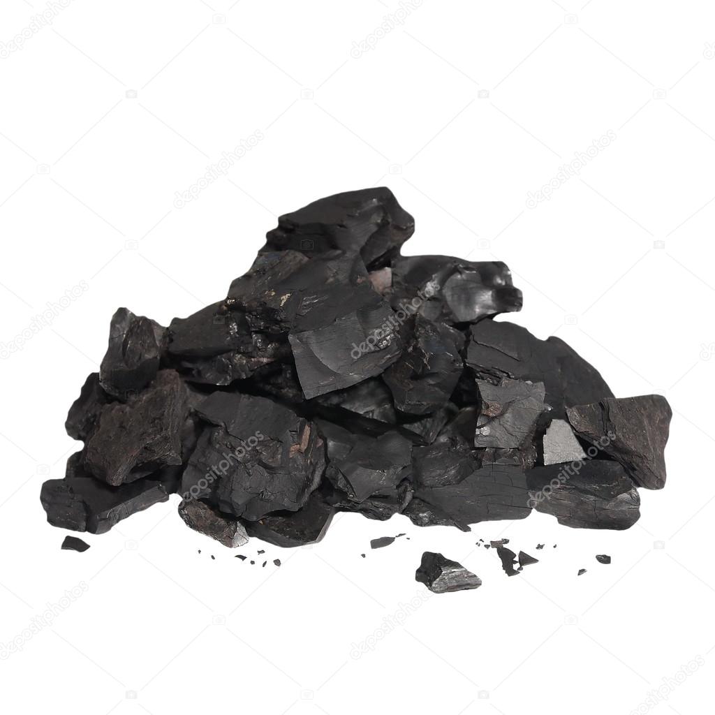 pile black coal isolated on white background