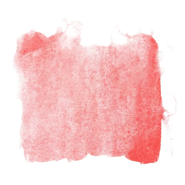 Red watercolor hand painted brush strokes isolated on white background, grunge paper texture, (with clipping path) — Stock Photo, Image