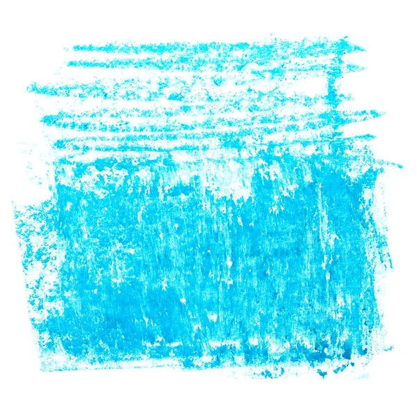 Photo grunge blue wax pastel crayon spot isolated on white background — Stock Photo, Image