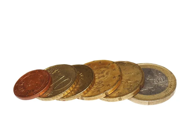 Stapels van euro-muntstukken geïsoleerd op witte achtergrond — Stockfoto