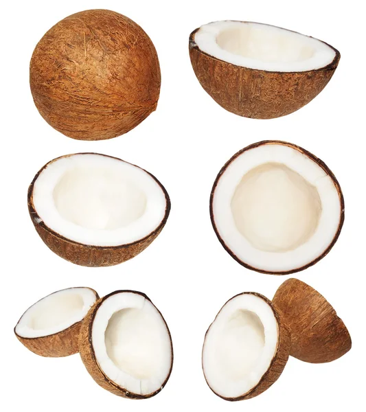 Nastavení kokos izolovaných na bílém pozadí, s ořezovou cestou, s vysokým rozlišením — Stock fotografie