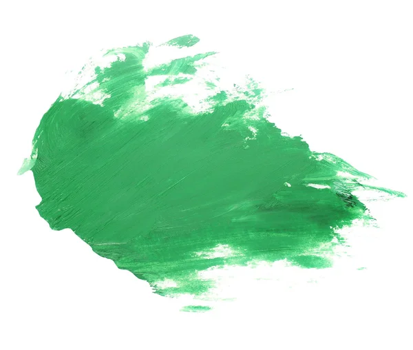 Photo green grunge brush strokes oil paint isolated on white background — Stock Photo, Image