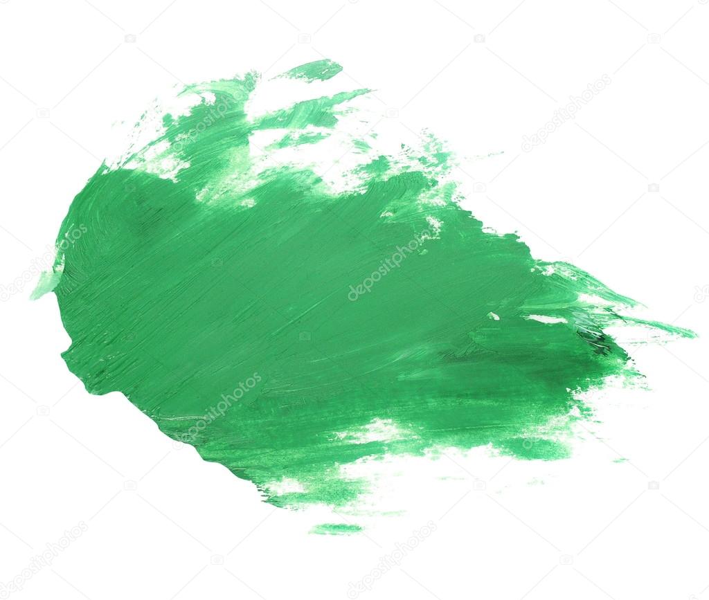 photo green grunge brush strokes oil paint isolated on white background