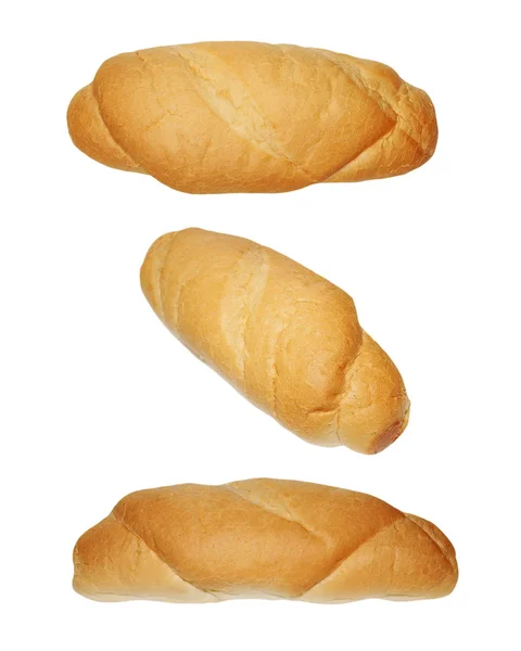 Set frisch gebackene Brötchen isoliert auf weiß — Stockfoto