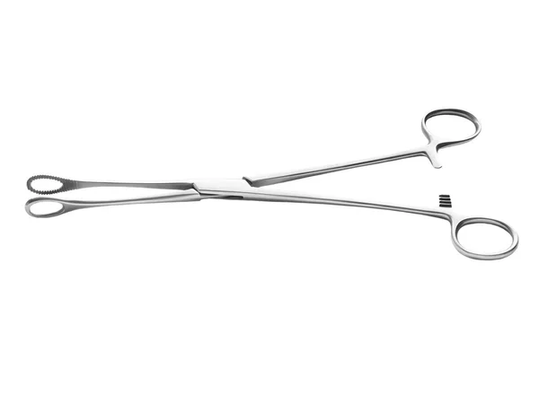 Stainless steel surgical forceps isolated on white background, with clipping path — Stock Photo, Image