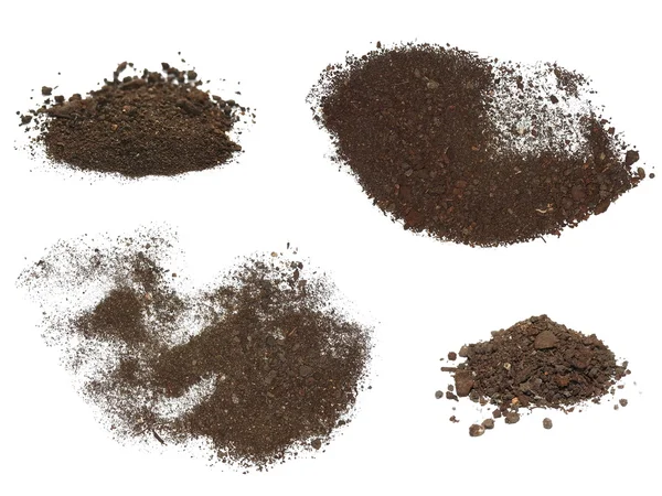 Set pile dirt isolated on white background with clipping path — Stock Photo, Image