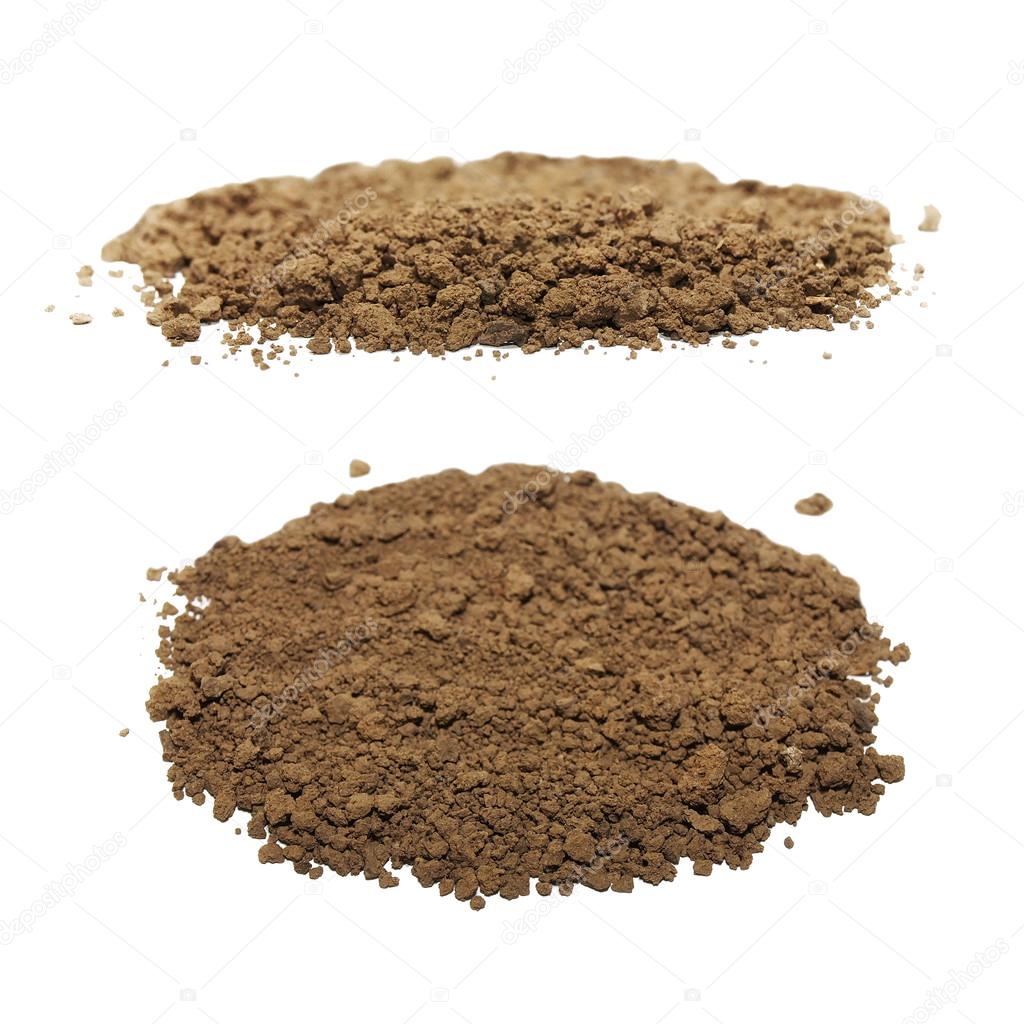 set pile of soil isolated on white background