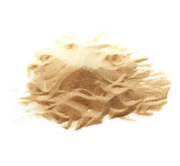 Pilha de areia do deserto isolado no fundo branco — Fotografia de Stock