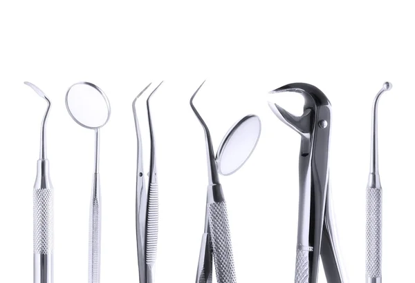 Set of dental tools isolated on white, with clipping path — Stock Photo, Image