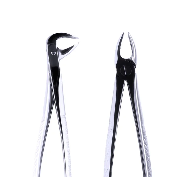 Dental pliers used for tooth extraction isolated on white background, with clipping path — Stock Photo, Image