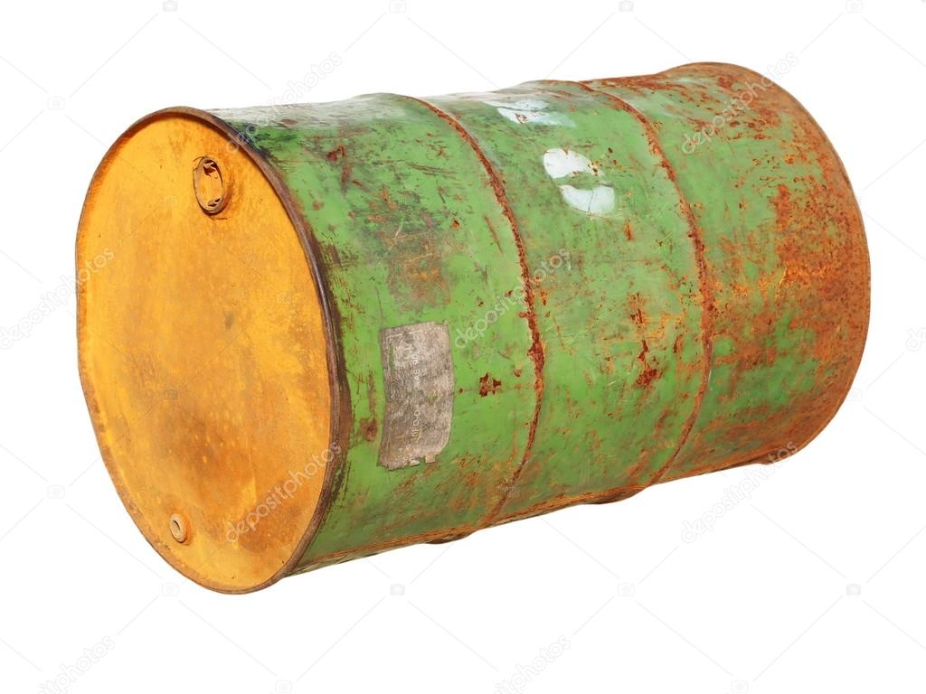 old rusty metal barrel oil isolated on white background, with clipping path