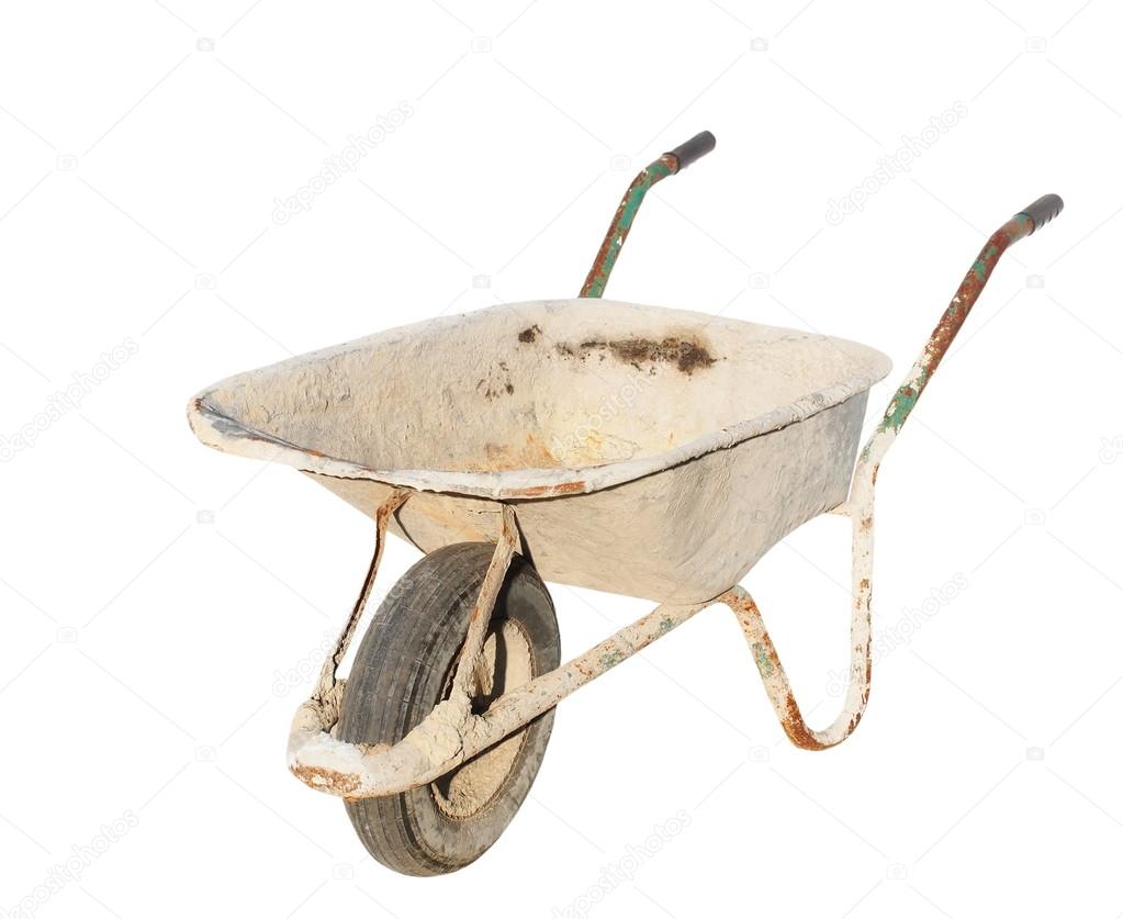 empty concrete trolley isolated on white background, with clipping path