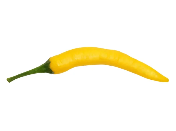 Gele hot chili peppers geïsoleerd op witte achtergrond — Stockfoto