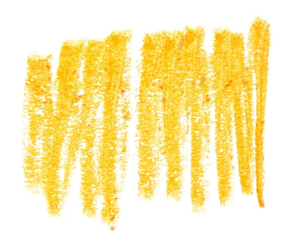 Photo hatched grunge yellow wax pastel crayon spot isolated on white background — Stock Photo, Image