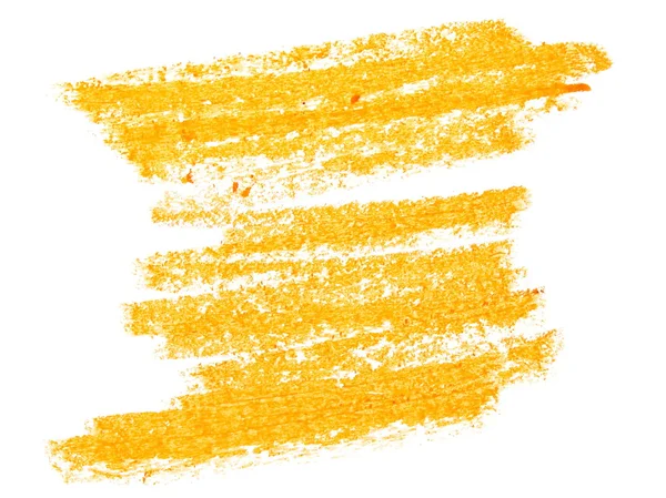 Photo hatched grunge yellow wax pastel crayon spot isolated on white background — Stock Photo, Image