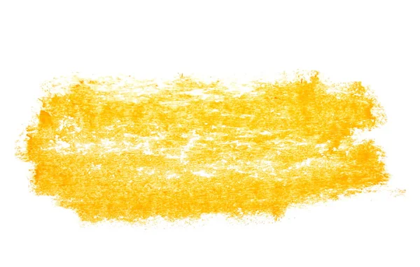 Фото вилуплена гранжево-жовта воскова пастельна пляма ізольована на білому фоні — стокове фото
