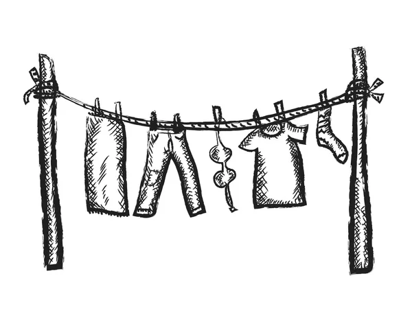 Doodle shirts hanging on rope — Stock Photo, Image